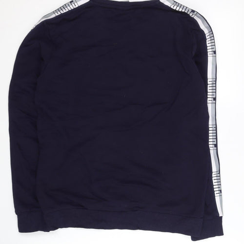 Puma Men’s Navy Blue Sweatshirt S Crew Neck Short Sleeve Pullover Logo