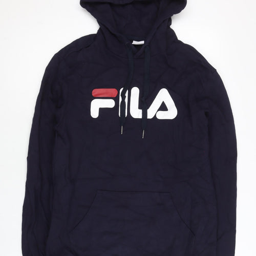 Fila Men’s Blue Pullover Hoodie Small Regular Fit Logo Sportswear
