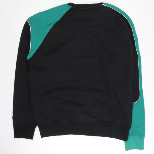 Champion Mens Black Green Logo Sweatshirt Medium Cotton Pullover