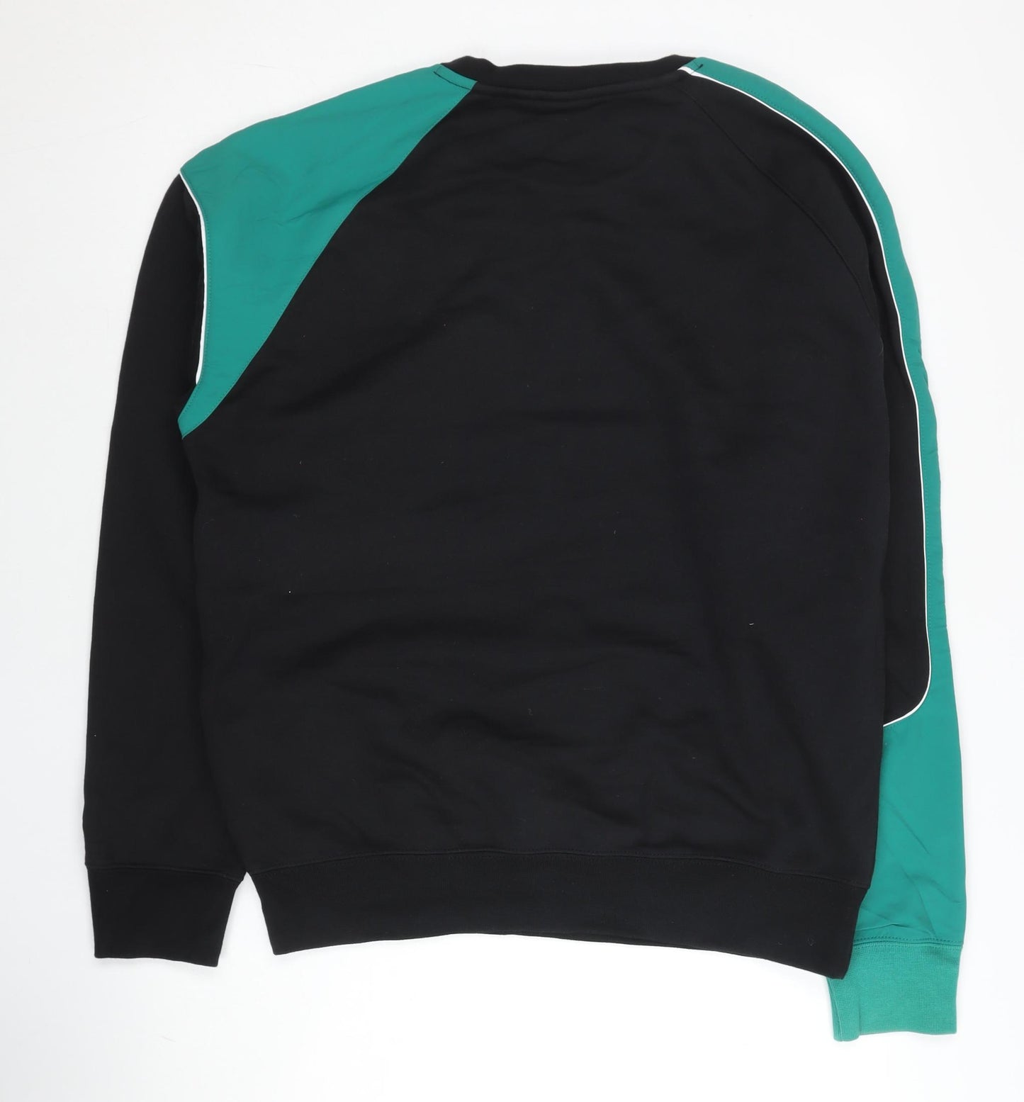 Champion Mens Black Green Logo Sweatshirt Medium Cotton Pullover