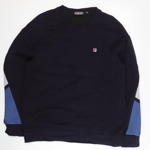 Fila Men’s Blue S Sweatshirt Pullover Logo Crew Neck Long Sleeve