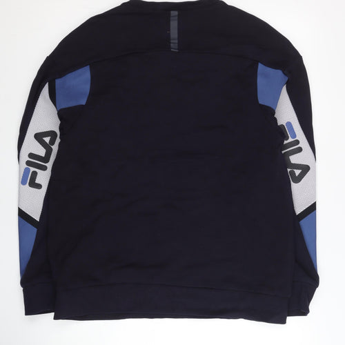 Fila Men’s Blue S Sweatshirt Pullover Logo Crew Neck Long Sleeve