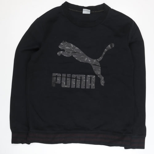 Puma Mens Black L Sweatshirt Pullover Crew Neck Logo Jumper