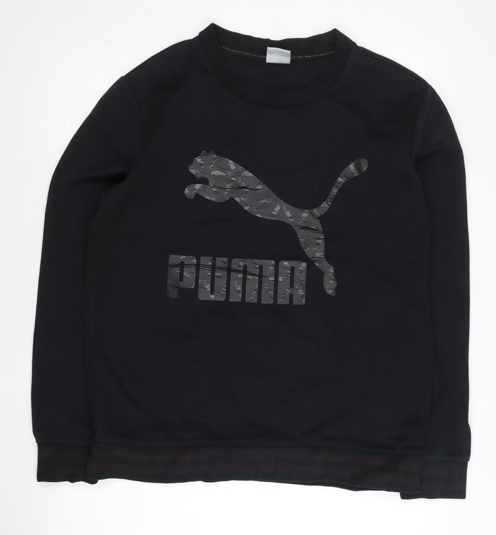 Puma Mens Black L Sweatshirt Pullover Crew Neck Logo Jumper