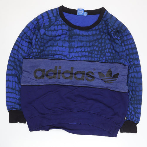 Adidas Mens Blue Small Pullover Sweatshirt Graphic Logo Sportswear