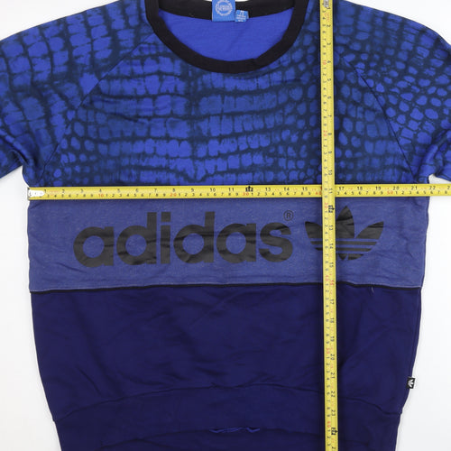 Adidas Mens Blue Small Pullover Sweatshirt Graphic Logo Sportswear