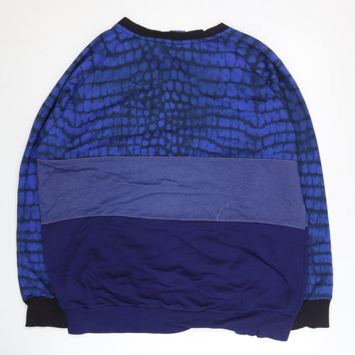 Adidas Mens Blue Small Pullover Sweatshirt Graphic Logo Sportswear