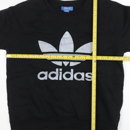 Adidas Mens Black L Trefoil Crew Sweatshirt Pullover Logo