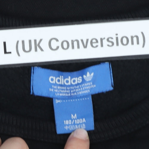 Adidas Mens Black L Trefoil Crew Sweatshirt Pullover Logo