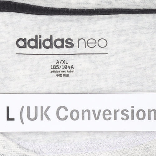 Adidas Neo Men’s Grey Logo Sweatshirt L Pullover Crew Neck