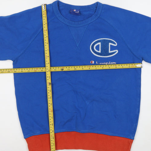 Champion Mens Small Blue Pullover Logo Sweatshirt Crew Neck