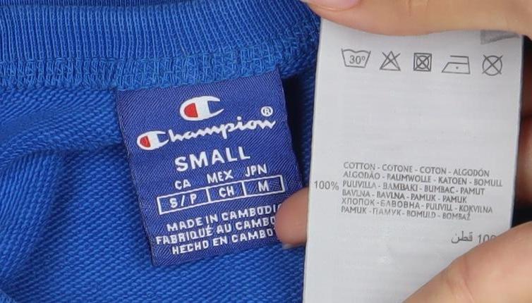 Champion Mens Small Blue Pullover Logo Sweatshirt Crew Neck