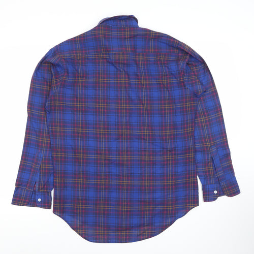 Bay Hill Classics Men's Blue Plaid Woven Button-Up Shirt M