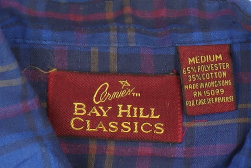 Bay Hill Classics Men's Blue Plaid Woven Button-Up Shirt M