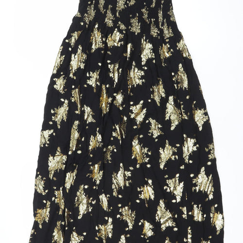 Last Queen Paris Women’s Black Gold Floral Halter Midi Dress Size 8
