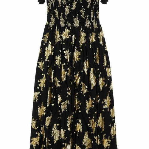 Last Queen Paris Women’s Black Gold Floral Halter Midi Dress Size 8