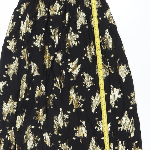 Last Queen Paris Women’s Black Gold Floral Halter Midi Dress Size 8