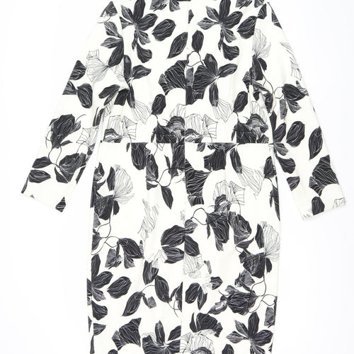 Autograph Women’s Black White Floral One Shoulder Bodycon Dress Size 14