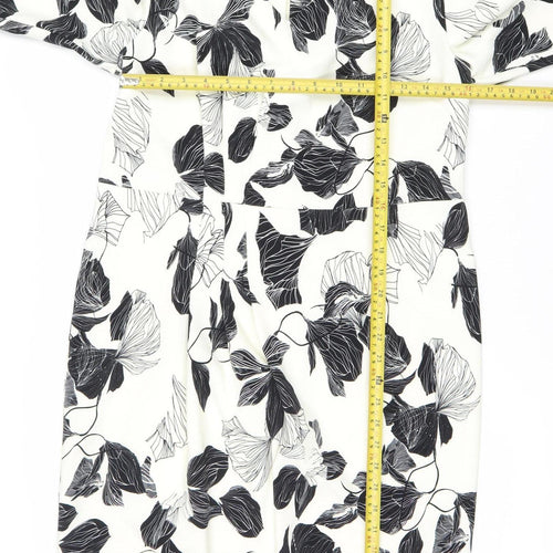 Autograph Women’s Black White Floral One Shoulder Bodycon Dress Size 14