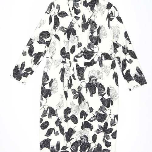Autograph Women’s Black White Floral One Shoulder Bodycon Dress Size 14