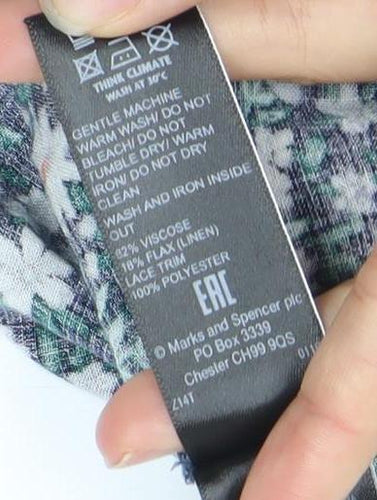 Marks and Spencer Women’s Blue Floral Blouse Size 22 Long Sleeve Peasant