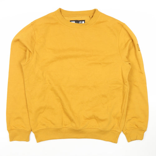 Duck & Cover Men's Yellow Cotton Crew Neck Pullover Sweatshirt Medium