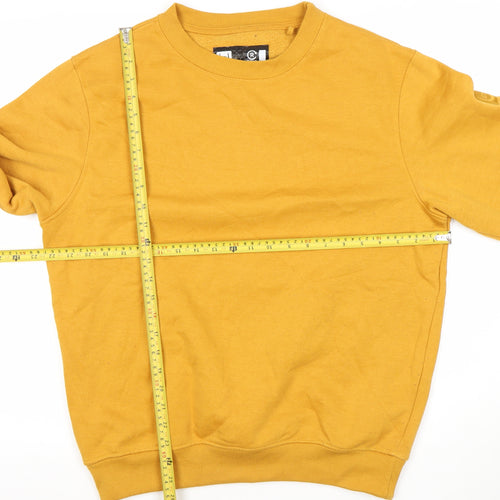 Duck & Cover Men's Yellow Cotton Crew Neck Pullover Sweatshirt Medium