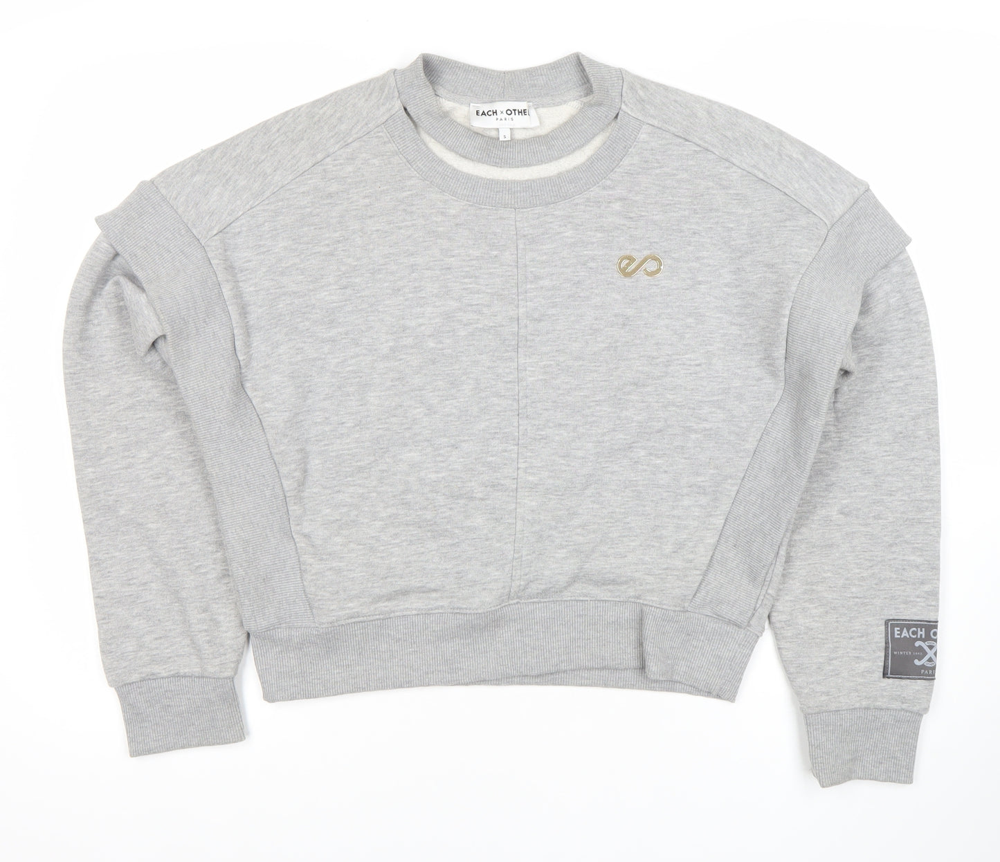 Each x Other Women Grey Small Crew Neck Sweatshirt Logo Detail