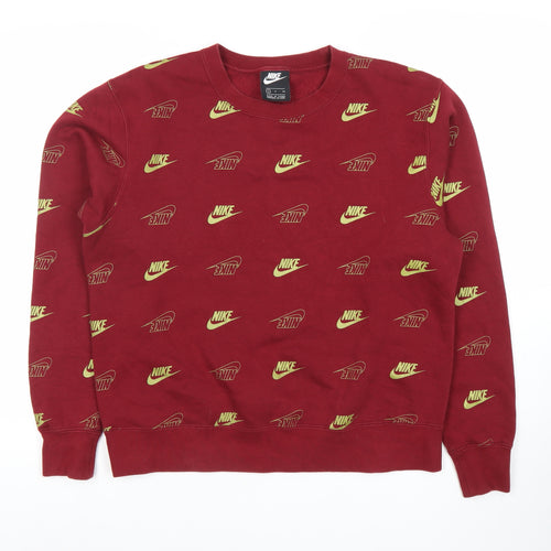 Nike Men’s Red Logo Print Pullover Sweatshirt Size S