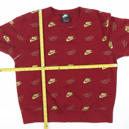 Nike Men’s Red Logo Print Pullover Sweatshirt Size S