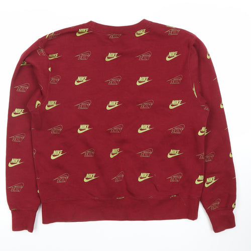 Nike Men’s Red Logo Print Pullover Sweatshirt Size S