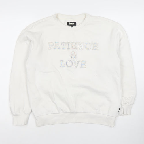 izzue Women White XS Pullover Sweatshirt Logo Patience & Love