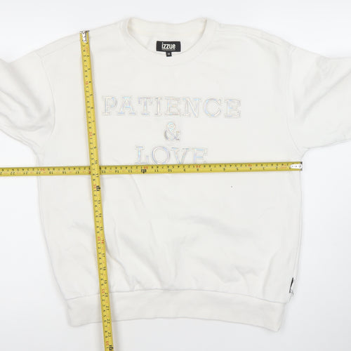 izzue Women White XS Pullover Sweatshirt Logo Patience & Love