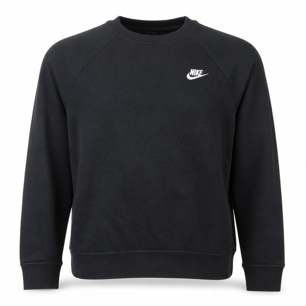 Front view of Nike unisex black crew neck pullover sweatshirt m regular fit