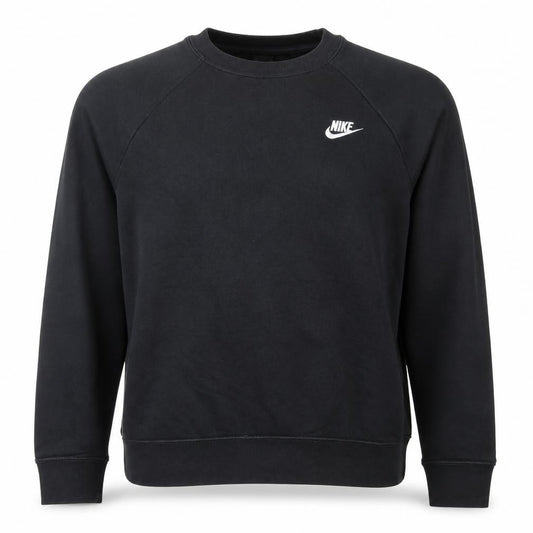 Front view of Nike unisex black crew neck pullover sweatshirt m regular fit