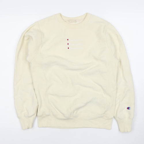 Champion Womens Ivory XS Pullover Sweatshirt Crew Neck Logo Jumper