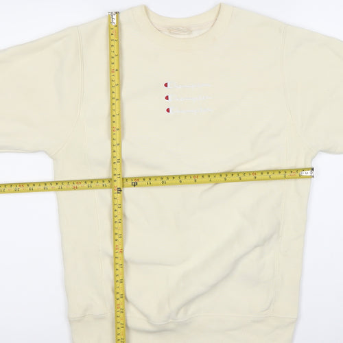Champion Womens Ivory XS Pullover Sweatshirt Crew Neck Logo Jumper