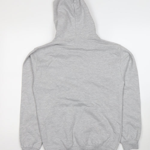 Just Hoods Men’s Grey Pullover Hoodie Small Hip Hop Embroidered Graphic