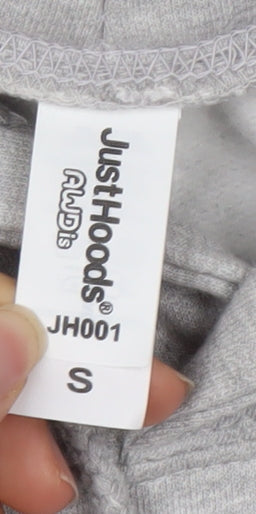 Just Hoods Men’s Grey Pullover Hoodie Small Hip Hop Embroidered Graphic