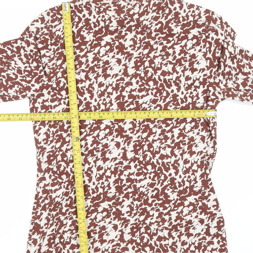 Marks and Spencer Women’s Brown Animal Print Mock Neck Long Sleeve T-Shirt Size 12