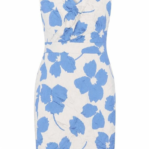 Minuet Women’s Blue Beige Floral Sheath Dress Size 8 Knee Length