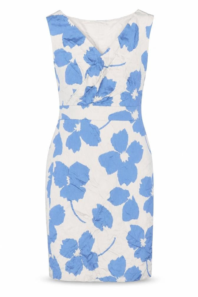 Minuet Women’s Blue Beige Floral Sheath Dress Size 8 Knee Length