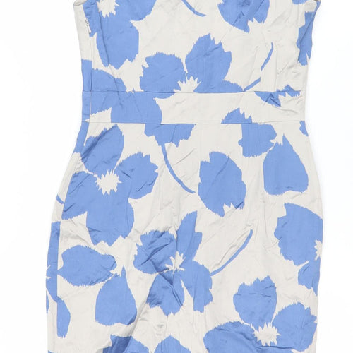Minuet Women’s Blue Beige Floral Sheath Dress Size 8 Knee Length