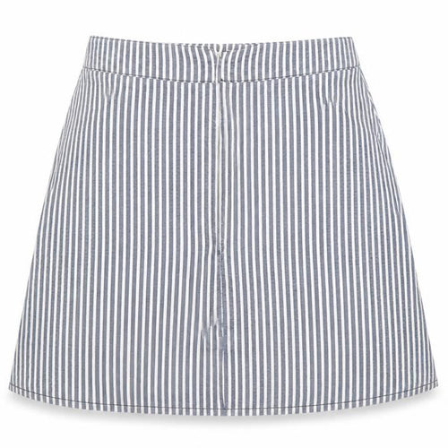 Women’s Blue Striped A-Line Cotton Skirt XS Knee Length Casual