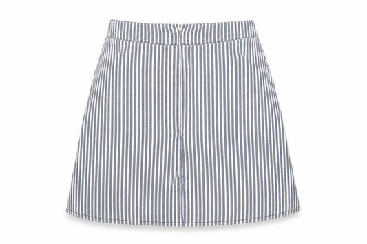 Front view of Women’s Blue Striped A-Line Cotton Skirt XS Knee Length Casual