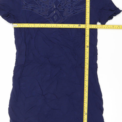 Warehouse Womens Blue Size 8 Embroidered Shift Dress