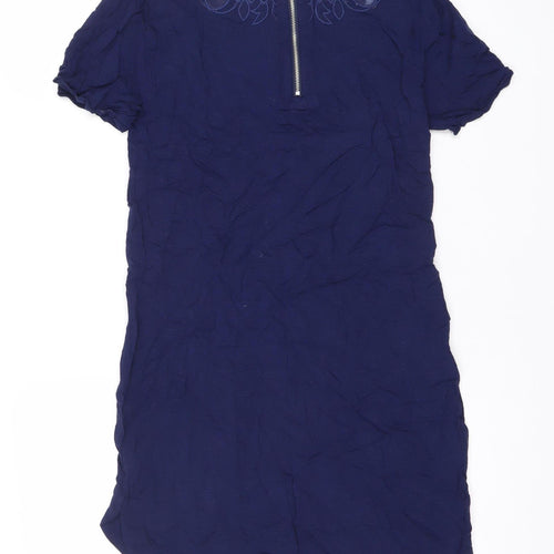 Warehouse Womens Blue Size 8 Embroidered Shift Dress