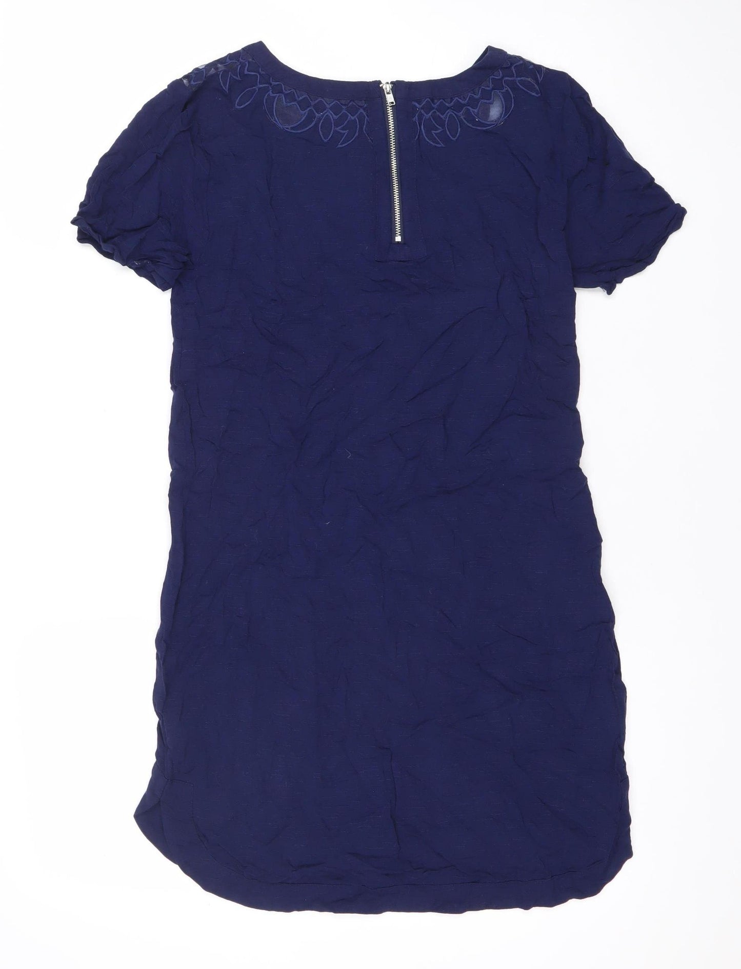 Warehouse Womens Blue Size 8 Embroidered Shift Dress