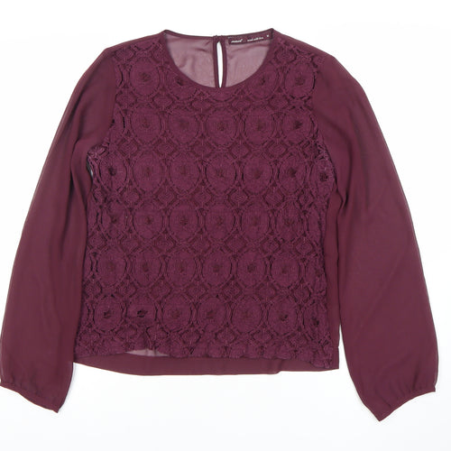Next Women Purple Lace Long Sleeve Petite Blouse Size 12