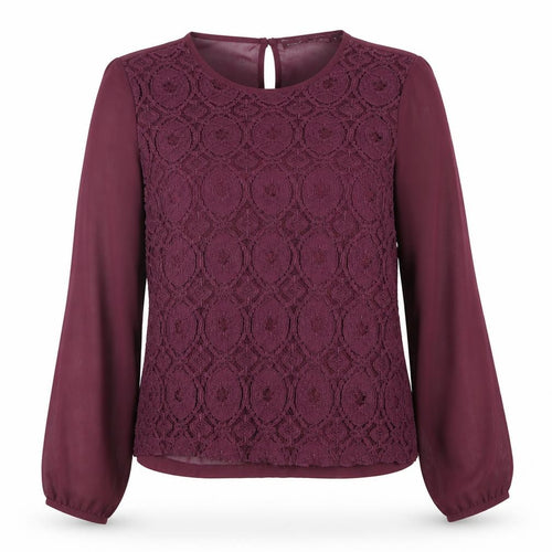 Next Women Purple Lace Long Sleeve Petite Blouse Size 12